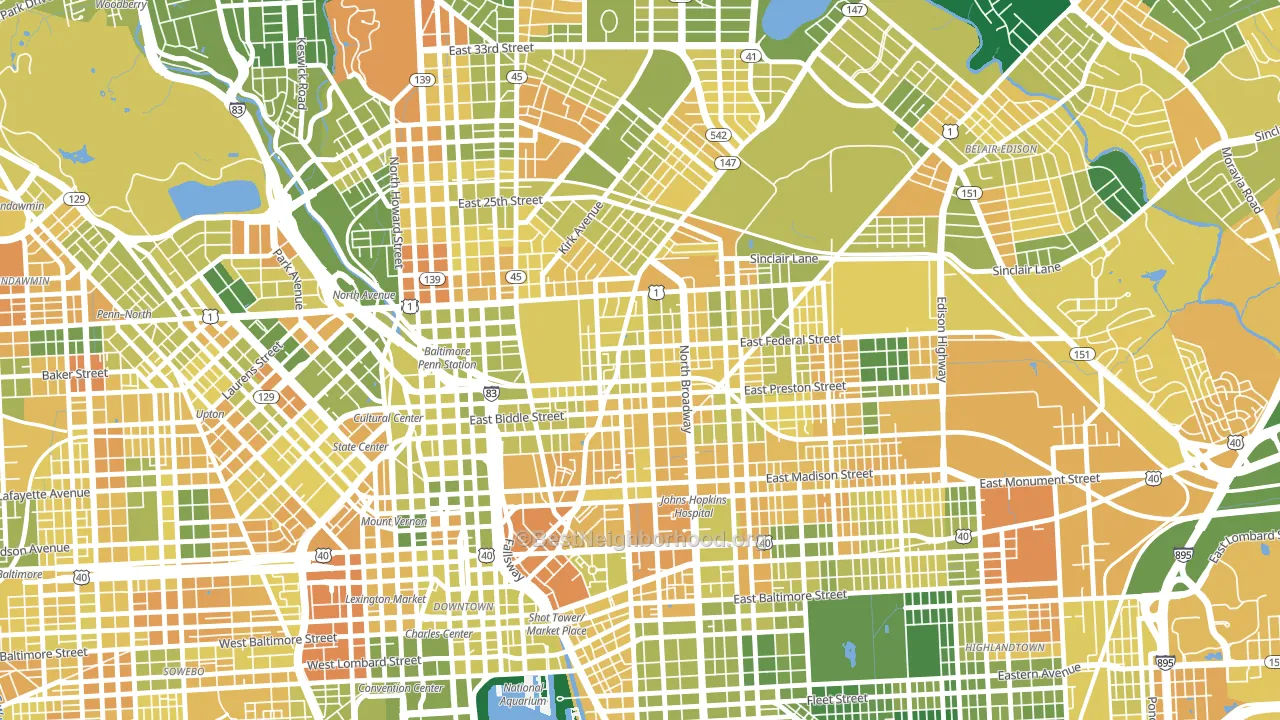 Greenmount, Baltimore, MD block-group voter-turnout map