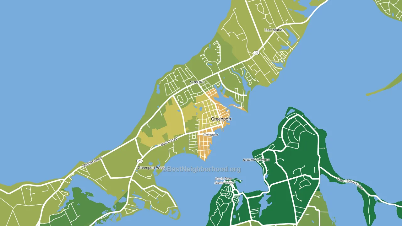 Greenport, NY block-group voter-turnout map