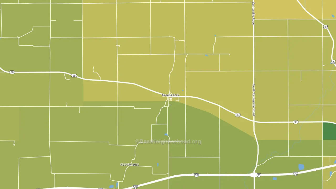 Greens Fork, IN block-group voter-turnout map