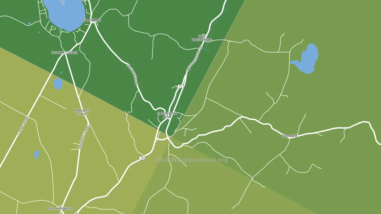 Greensboro Bend, VT block-group voter-turnout map