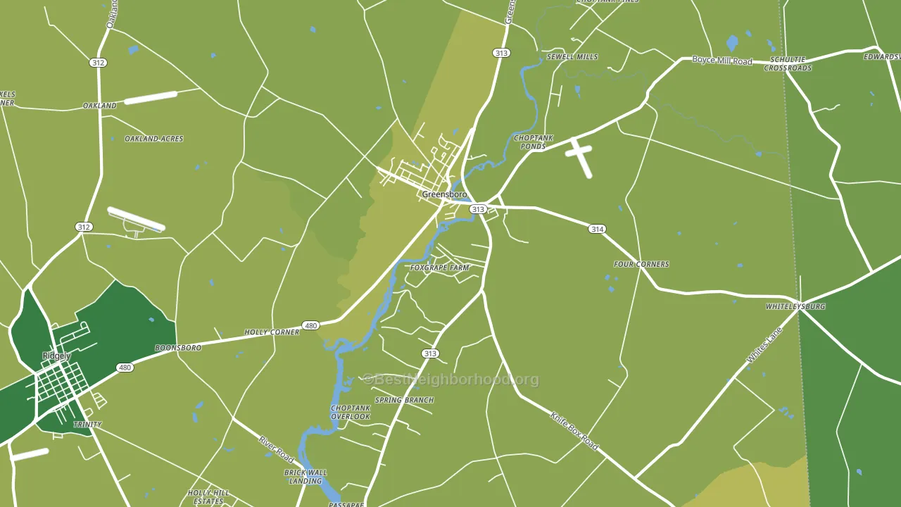 Greensboro, MD block-group voter-turnout map