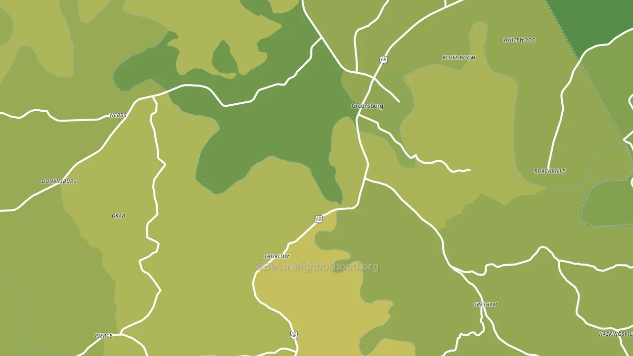 Greensburg, KY block-group voter-turnout map
