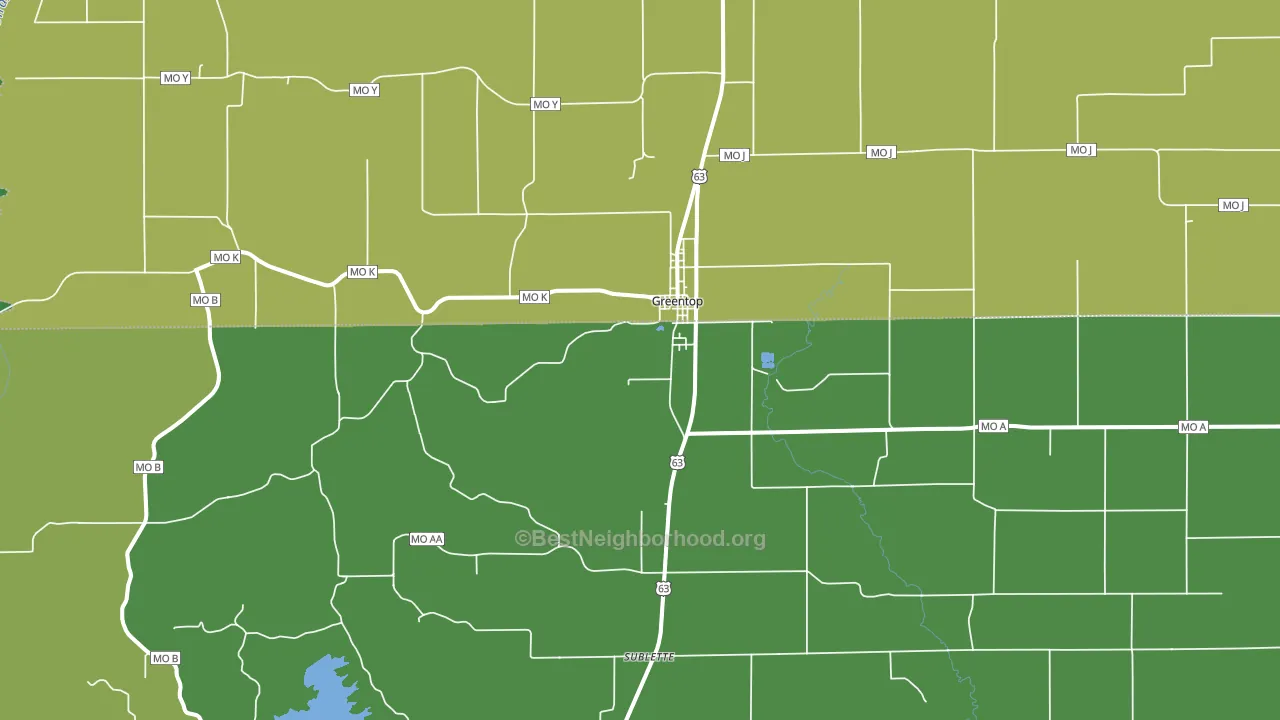 Greentop, MO block-group voter-turnout map