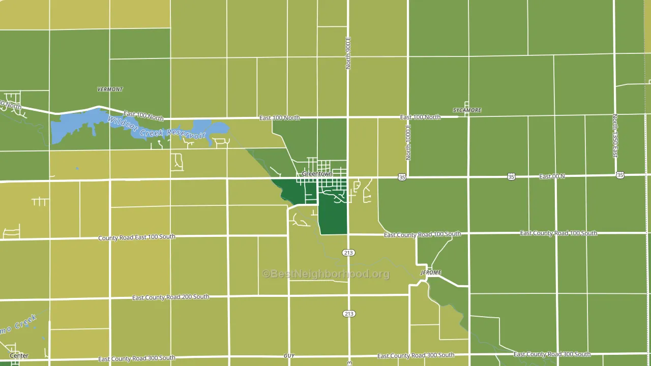 Greentown, IN block-group voter-turnout map