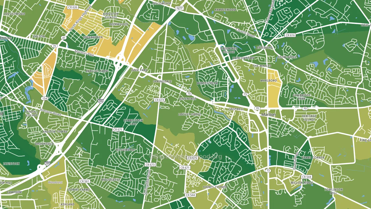 Greentree, NJ block-group voter-turnout map