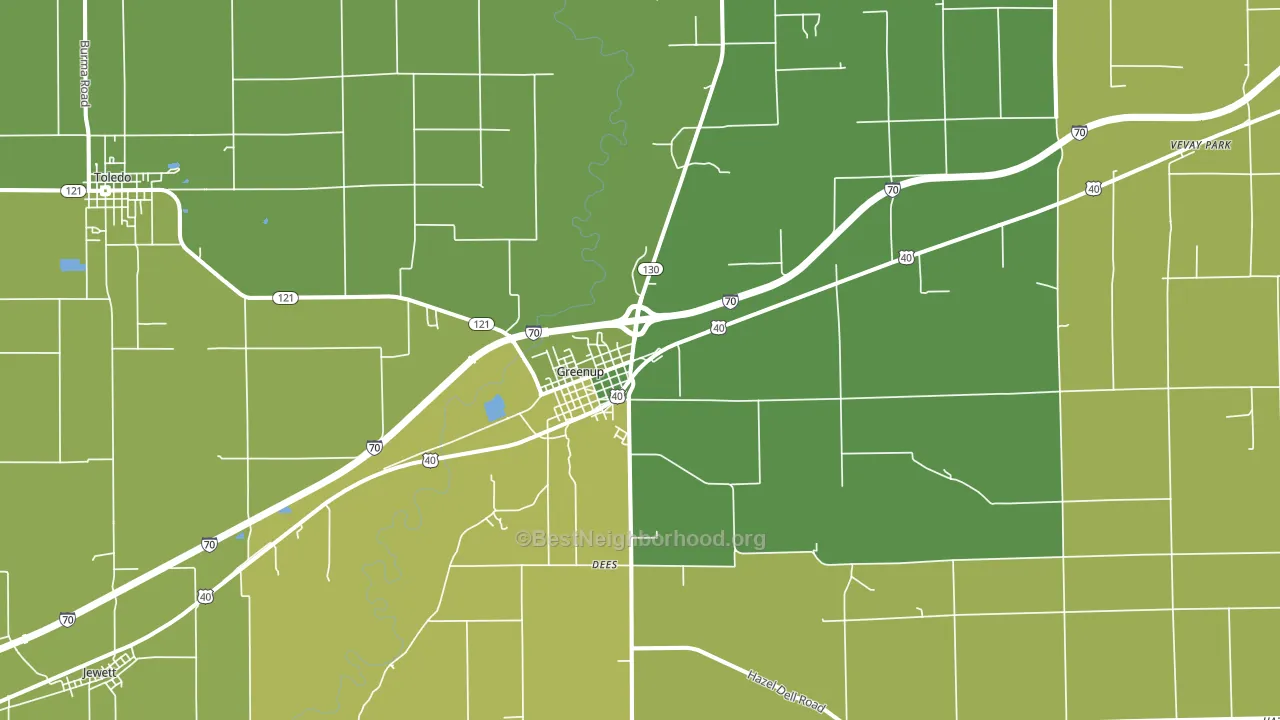 Greenup, IL block-group voter-turnout map