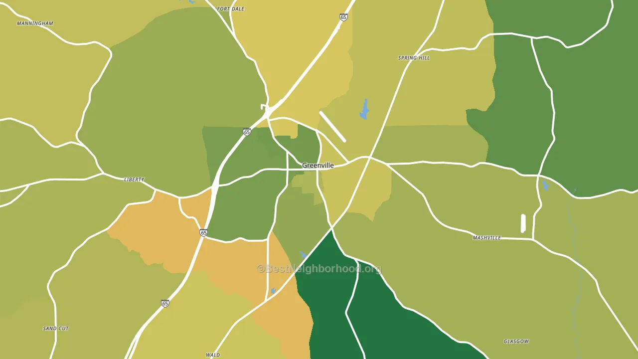 Greenville, AL block-group voter-turnout map
