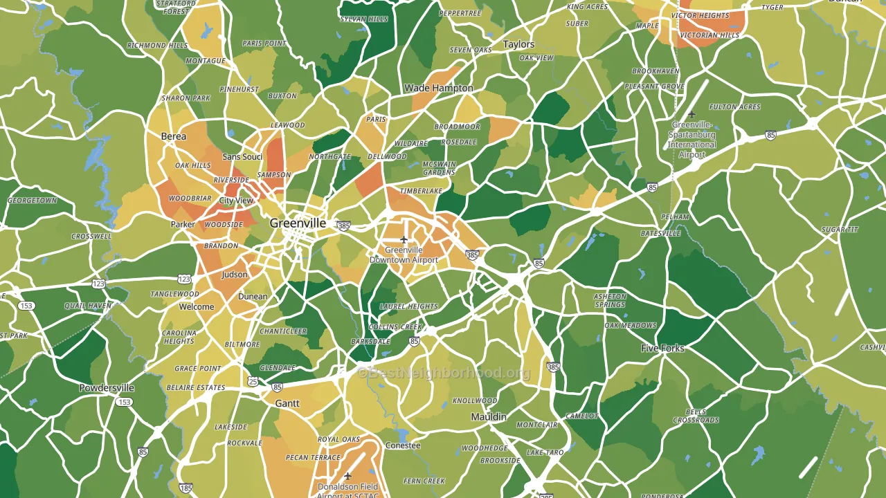 Greenville County, SC block-group voter-turnout map