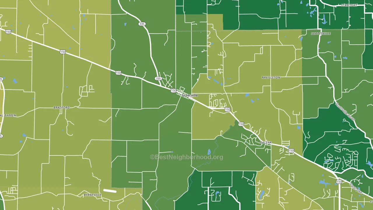 Greenville, IN block-group voter-turnout map