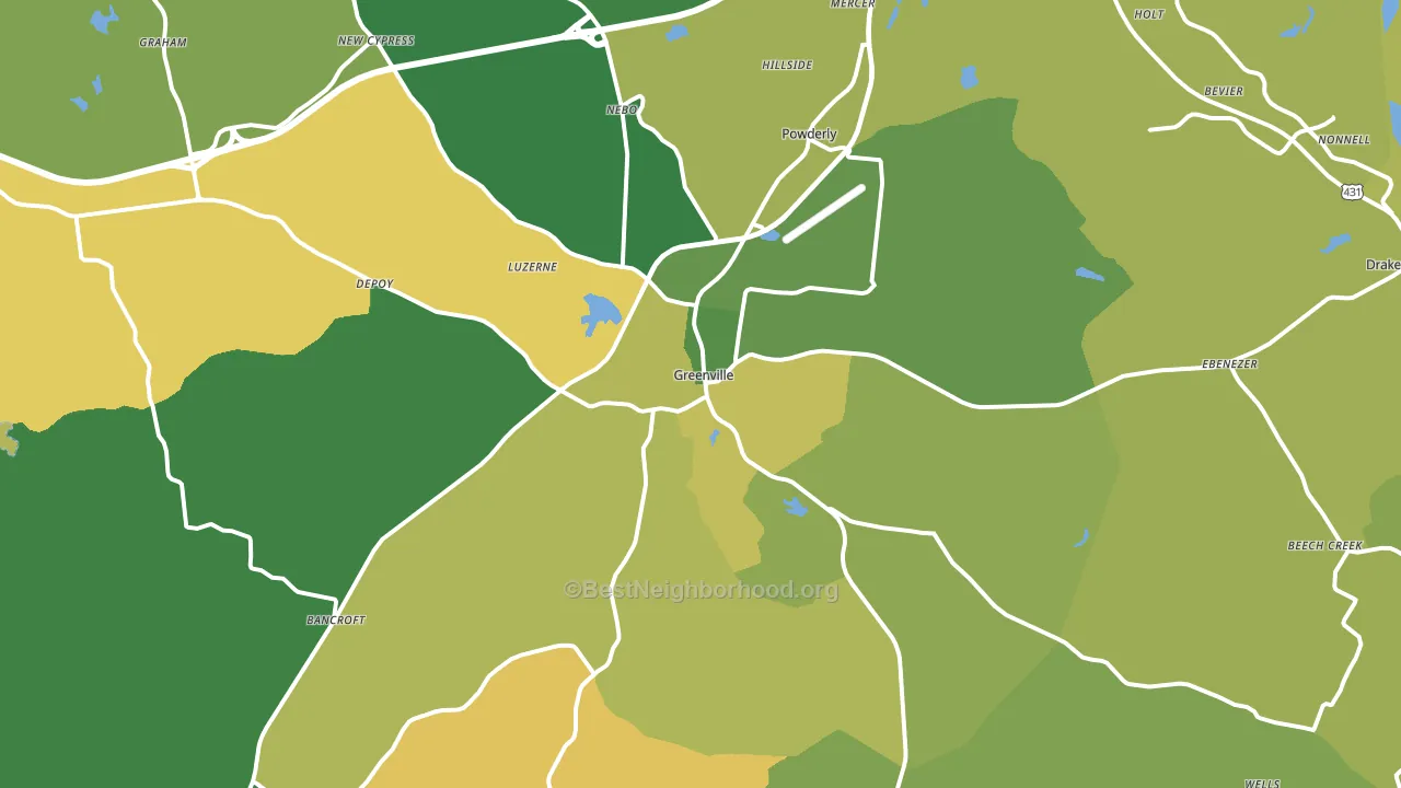 Greenville, KY block-group voter-turnout map