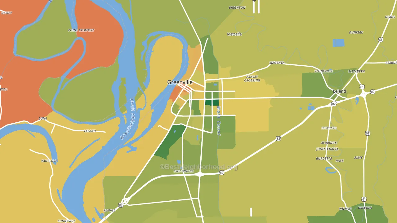 Greenville, MS block-group voter-turnout map