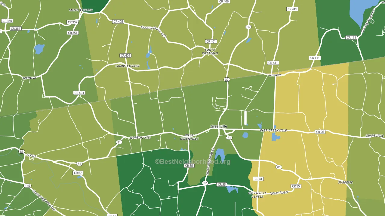 Greenville, NY block-group voter-turnout map