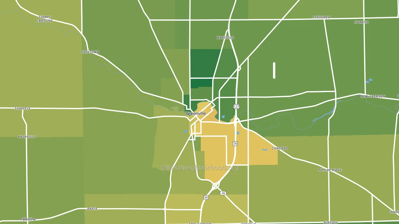 Greenville, OH block-group voter-turnout map