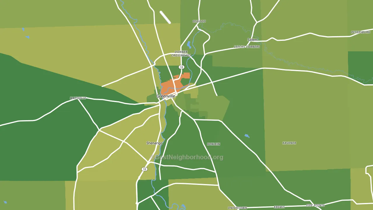 Greenville, PA block-group voter-turnout map
