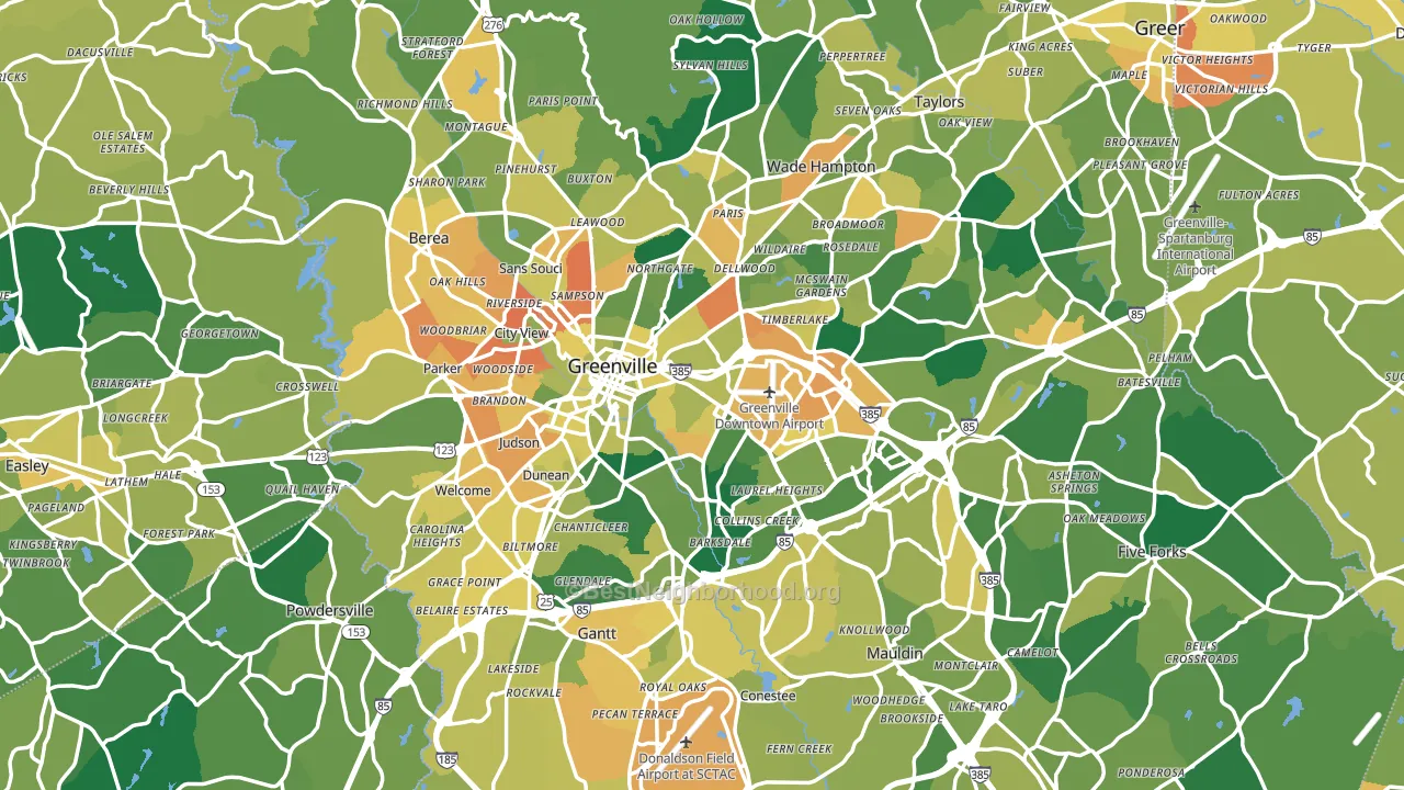 Greenville, SC block-group voter-turnout map