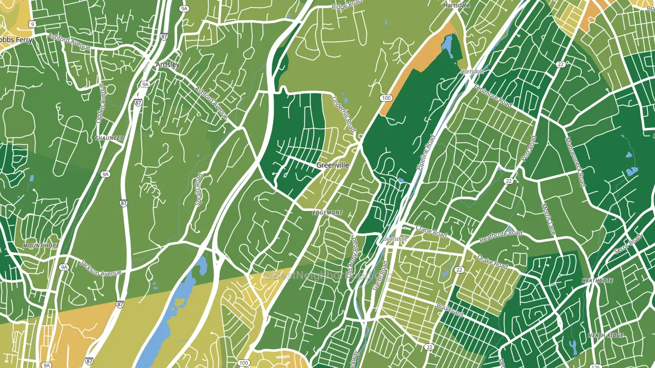 Greenville, Scarsdale, NY block-group voter-turnout map