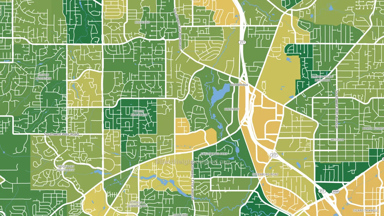 Greenway, Beaverton, OR block-group voter-turnout map
