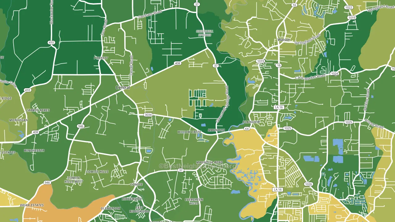 Greenwell Springs, LA block-group voter-turnout map