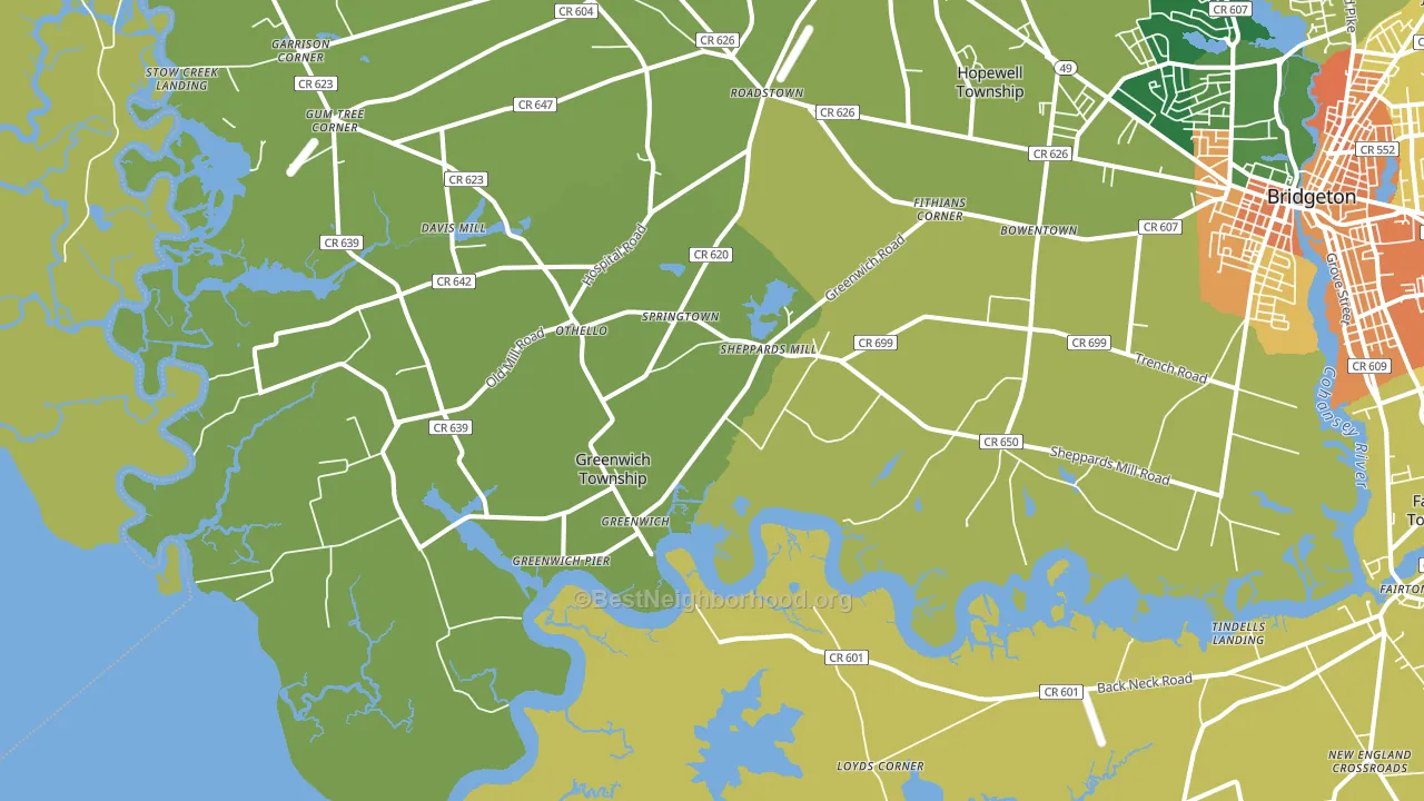 Greenwich, NJ block-group voter-turnout map