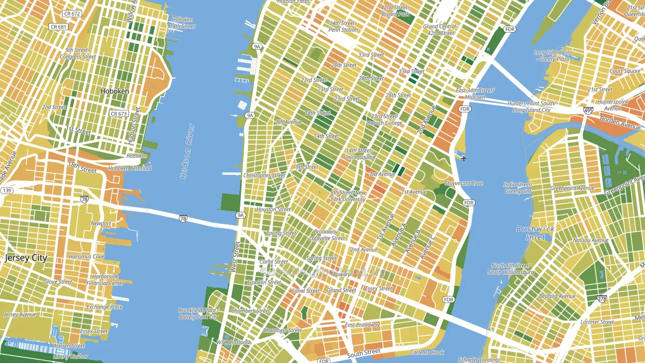 Greenwich Village, Manhattan, NY block-group voter-turnout map