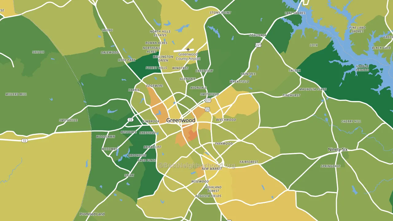 Greenwood County, SC block-group voter-turnout map