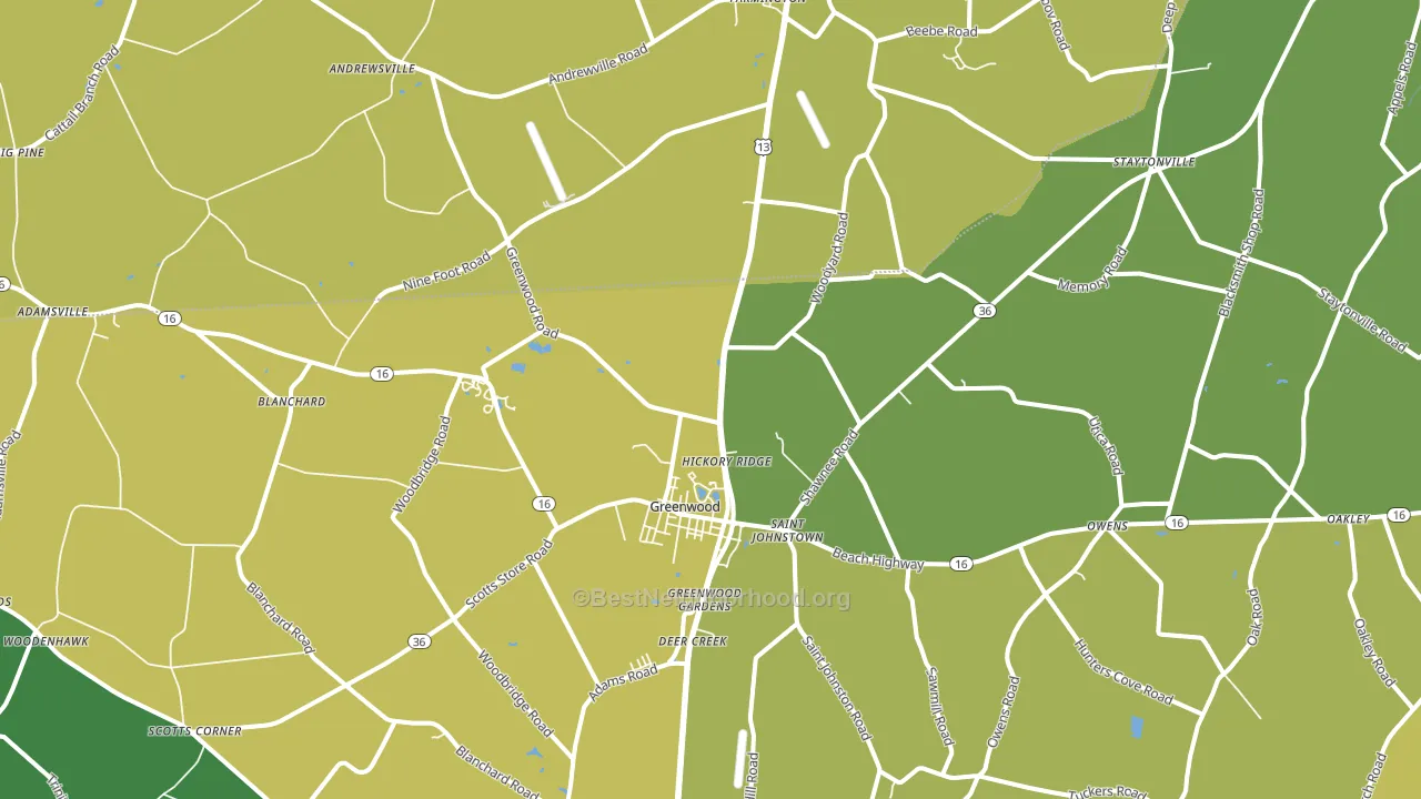Greenwood, DE block-group voter-turnout map