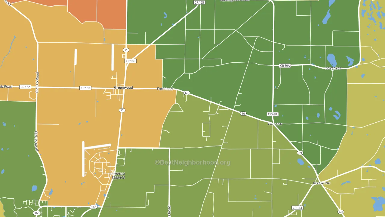 Greenwood, FL block-group voter-turnout map
