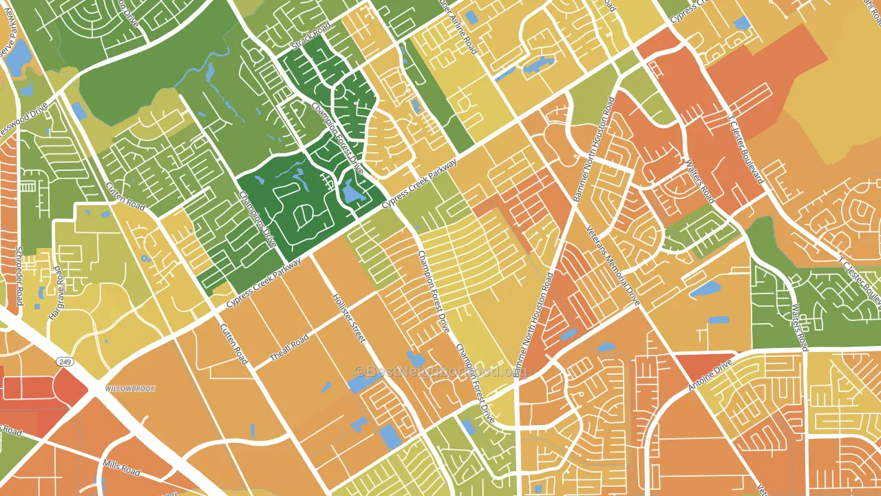 Greenwood Forest, Houston, TX block-group voter-turnout map