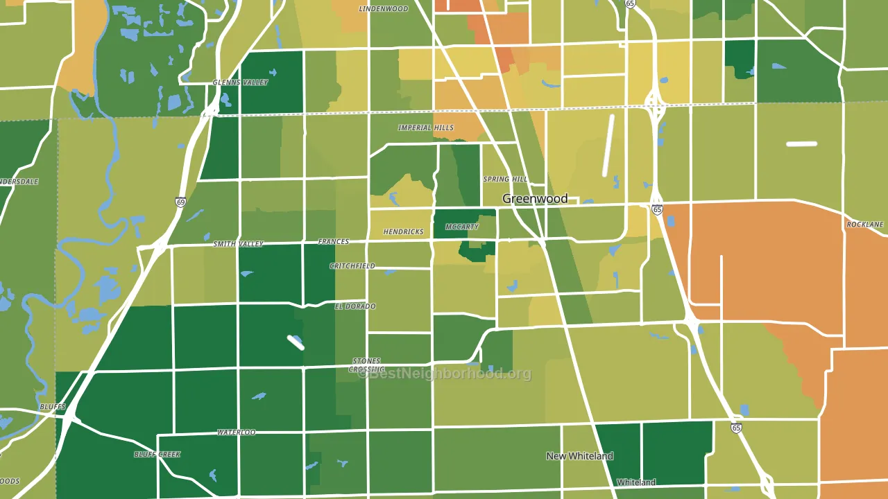 Greenwood, IN block-group voter-turnout map