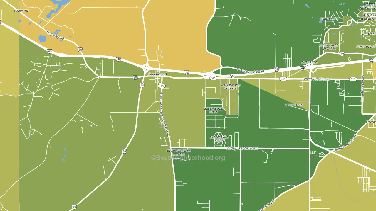 Greenwood, LA block-group voter-turnout map