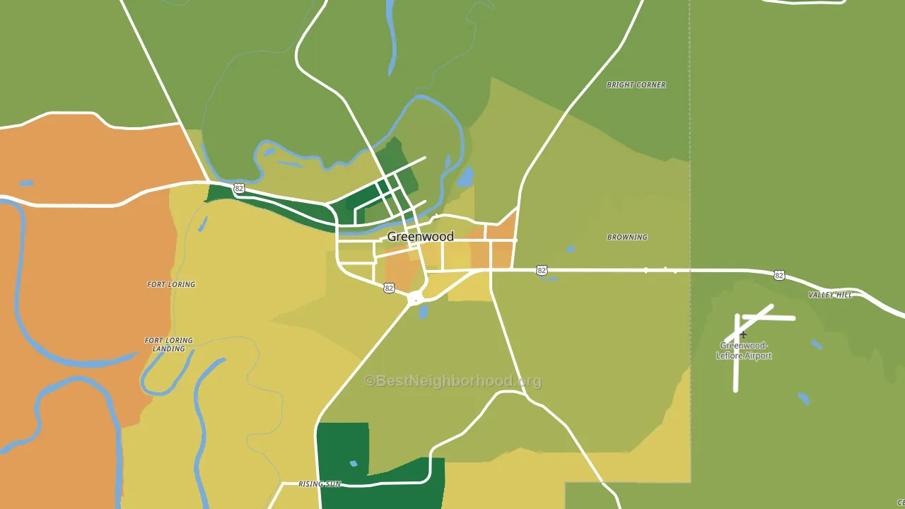 Greenwood, MS block-group voter-turnout map