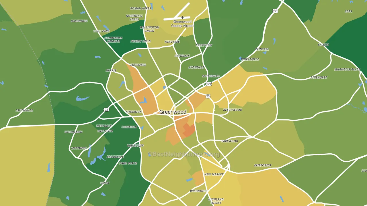 Greenwood, SC block-group voter-turnout map