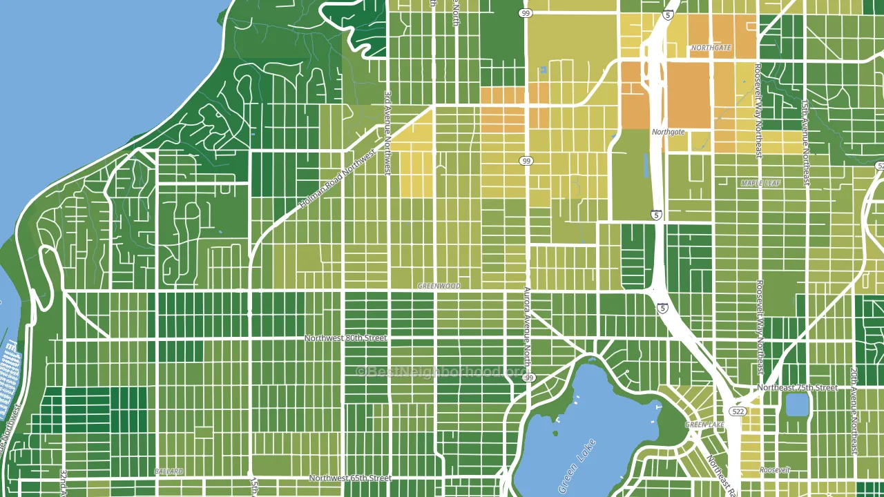 Greenwood, Seattle, WA block-group voter-turnout map