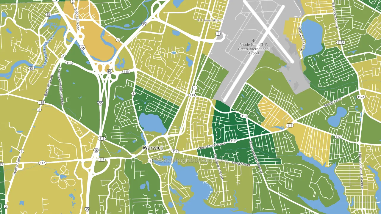 Greenwood, Warwick, RI block-group voter-turnout map
