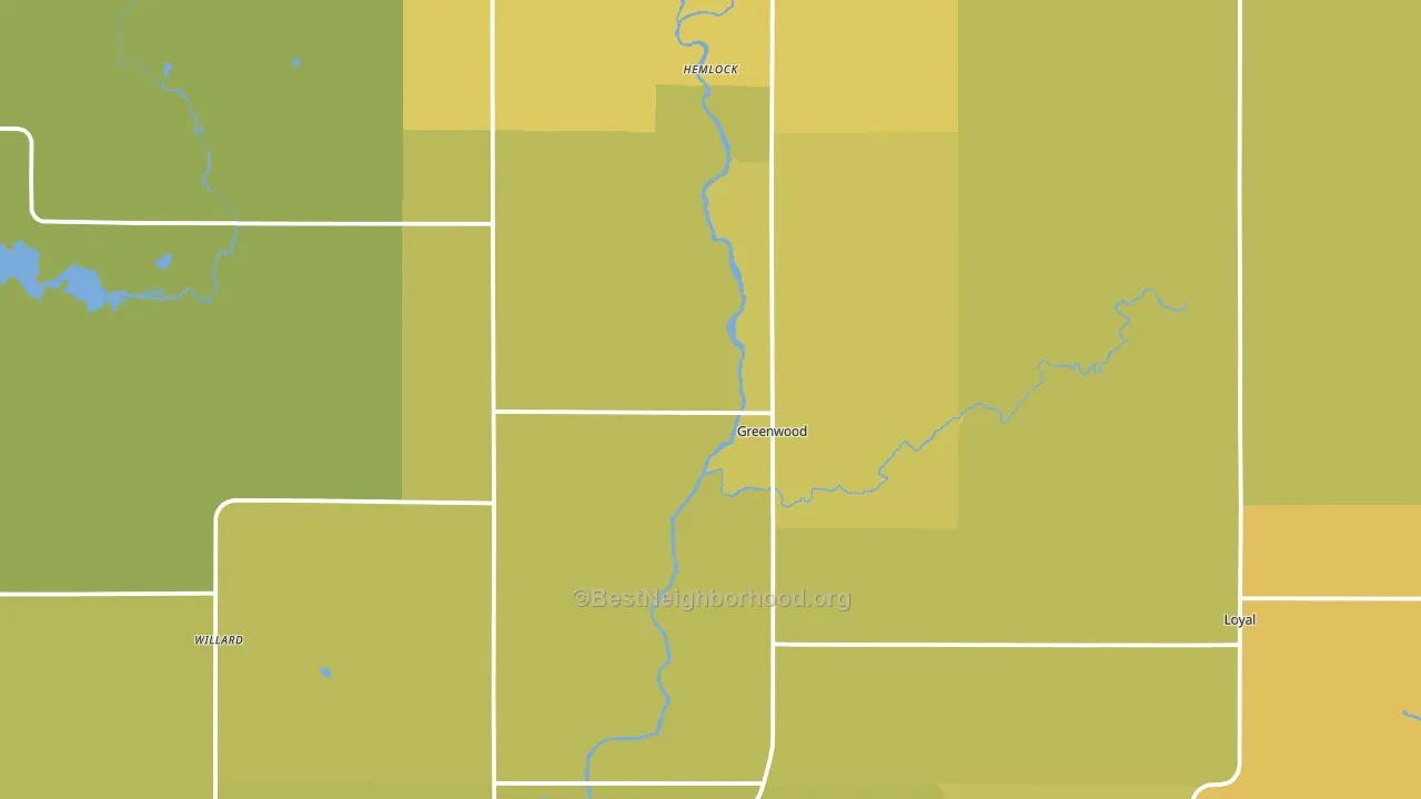 Greenwood, WI block-group voter-turnout map