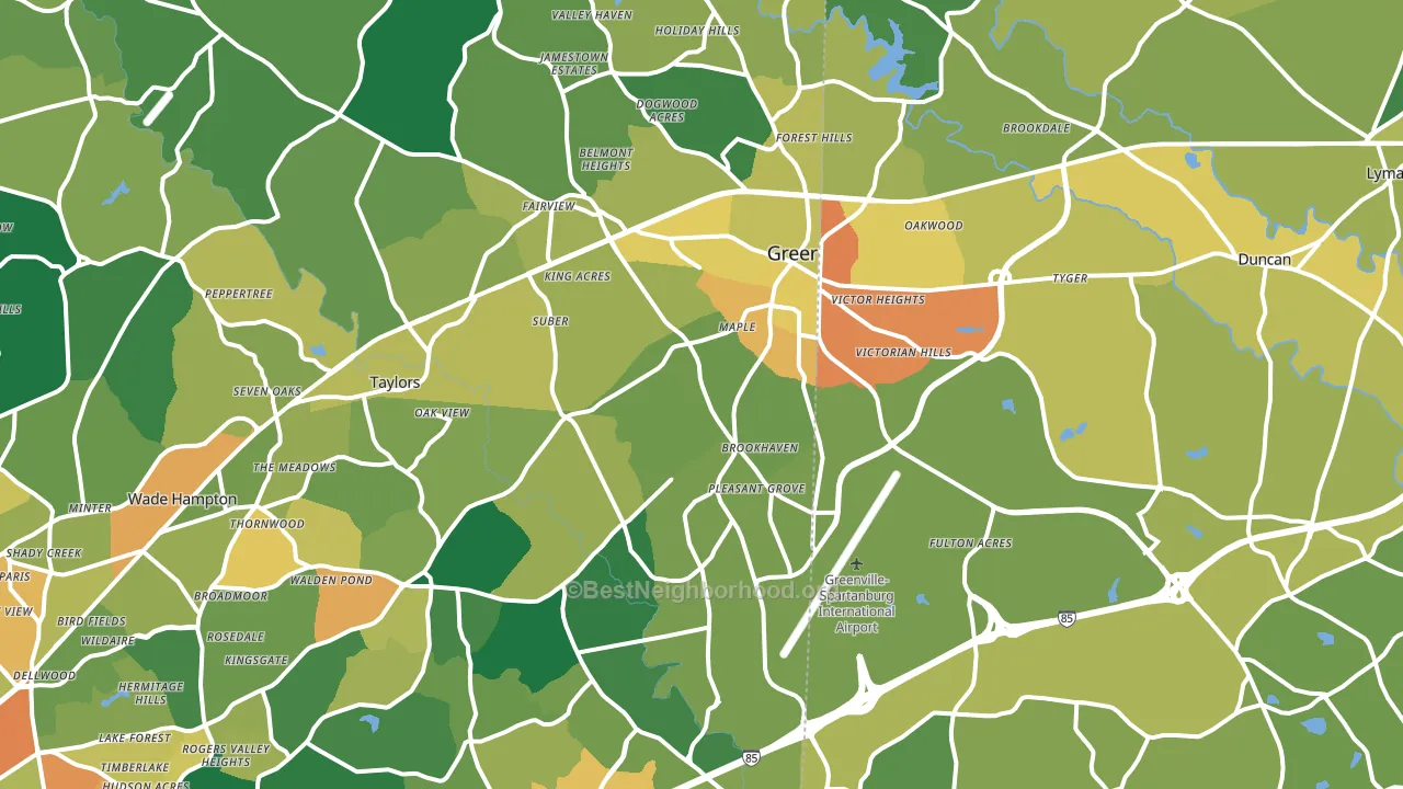 Greer, SC block-group voter-turnout map