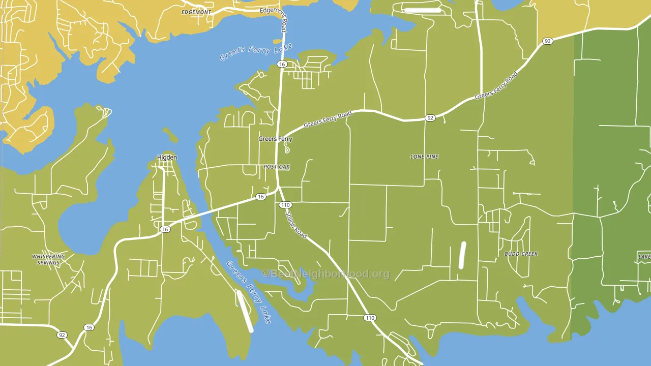Greers Ferry, AR block-group voter-turnout map