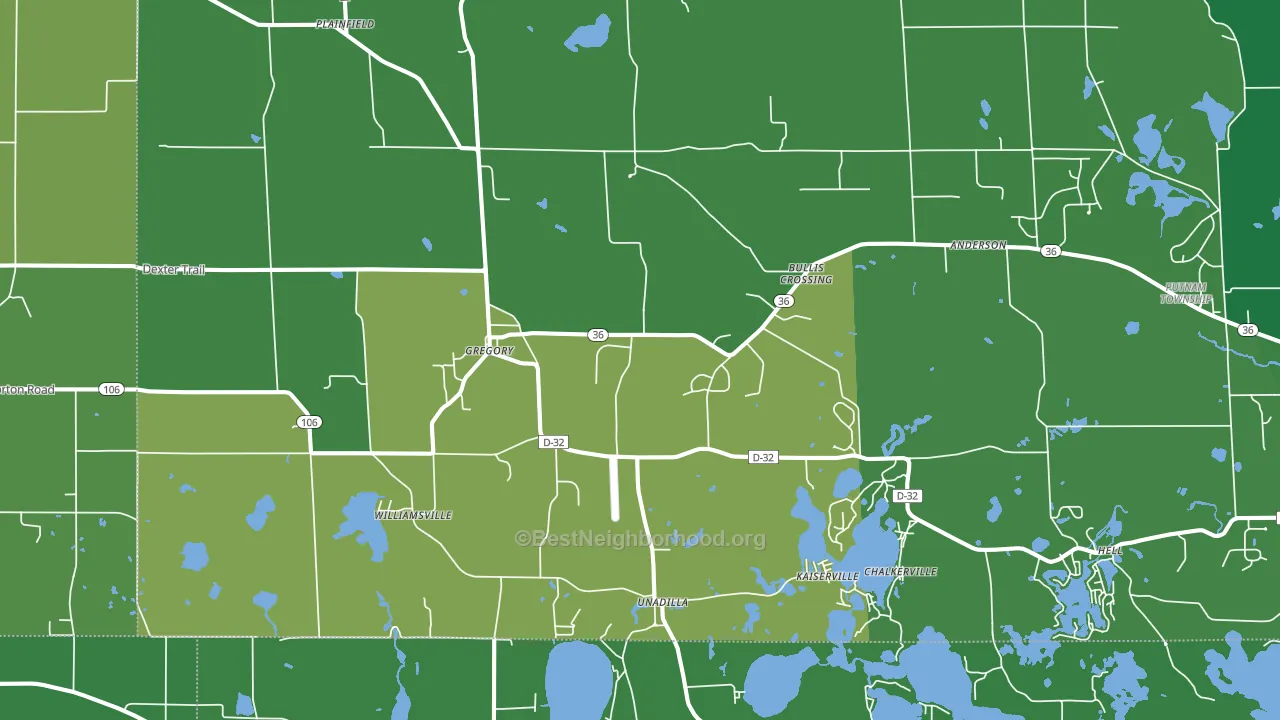 Gregory, MI block-group voter-turnout map