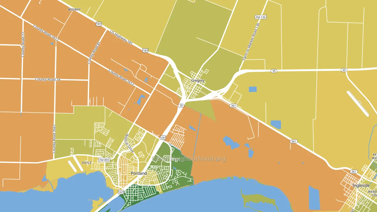 Gregory, TX block-group voter-turnout map