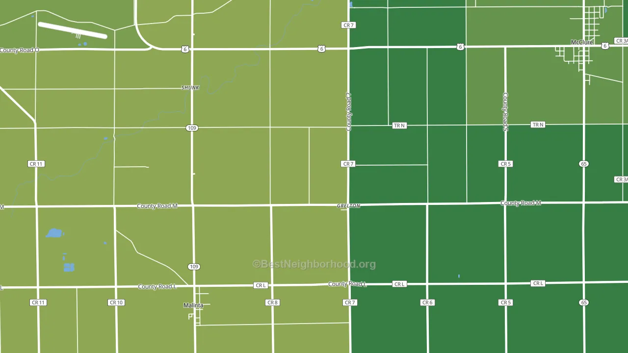 Grelton, OH block-group voter-turnout map