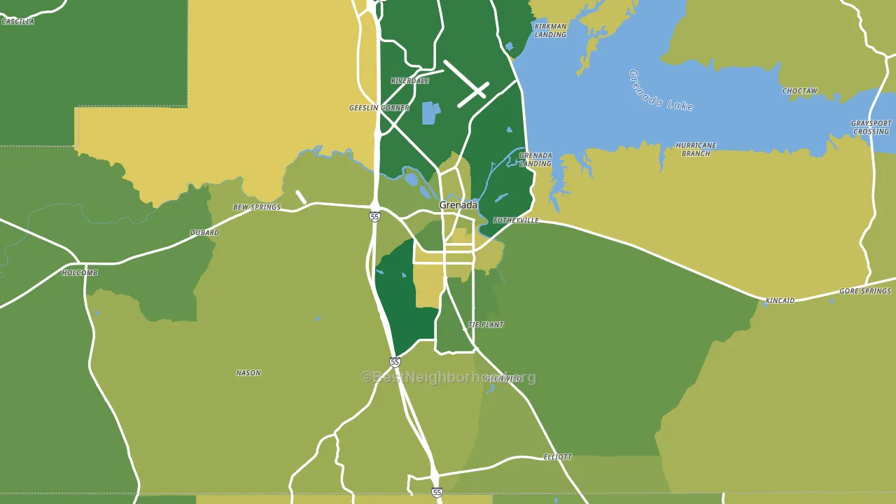 Grenada, MS block-group voter-turnout map