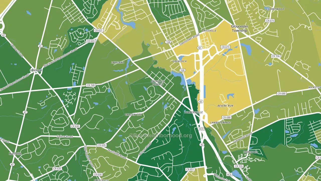 Grenloch, NJ block-group voter-turnout map