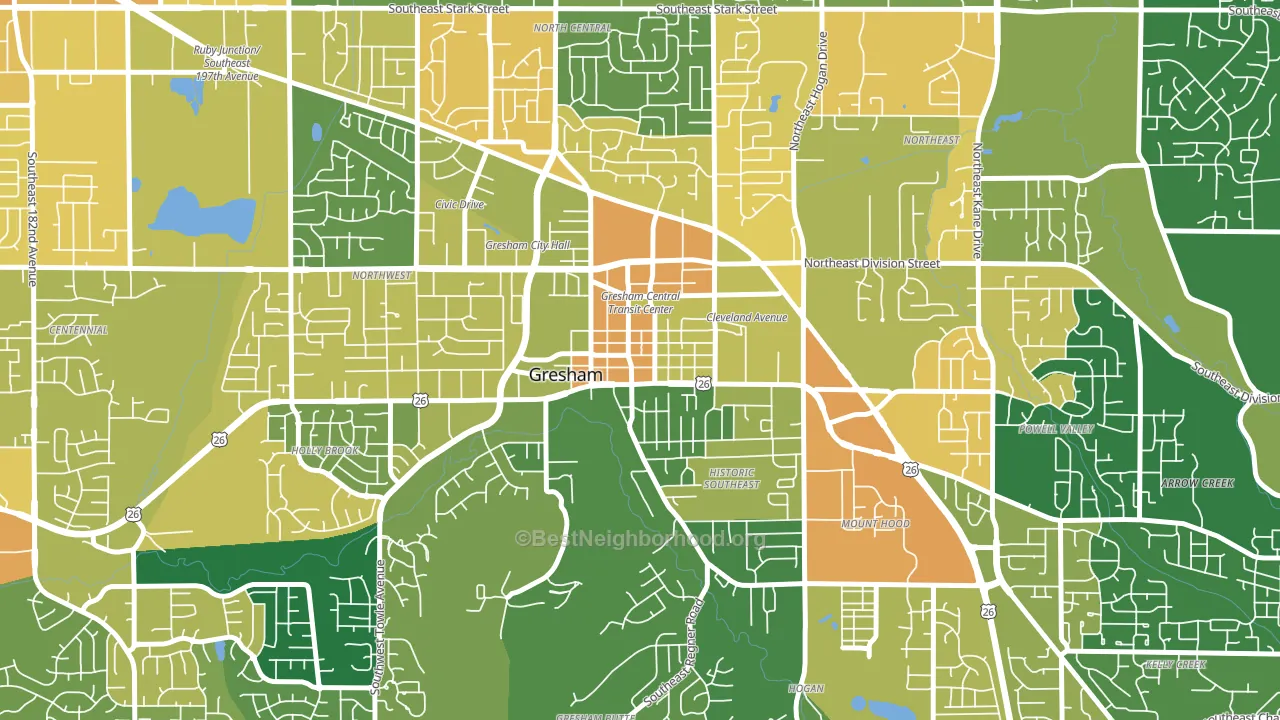 Gresham-City Central, Gresham, OR block-group voter-turnout map