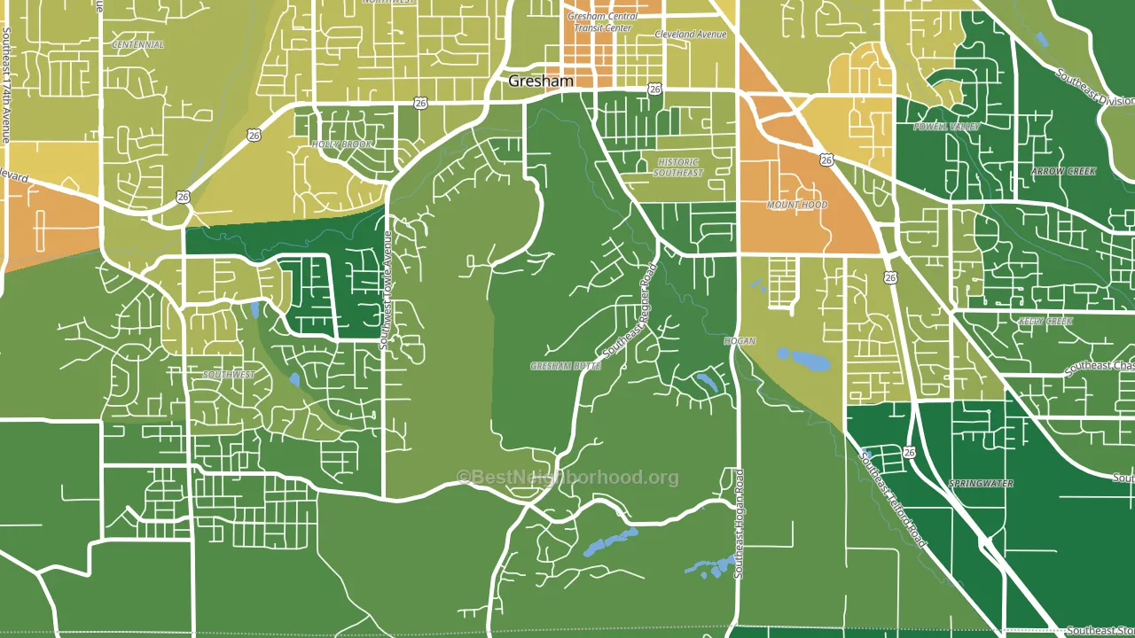 Gresham-Gresham Butte, Gresham, OR block-group voter-turnout map