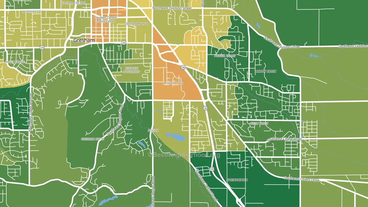 Gresham-Mt. Hood, Gresham, OR block-group voter-turnout map