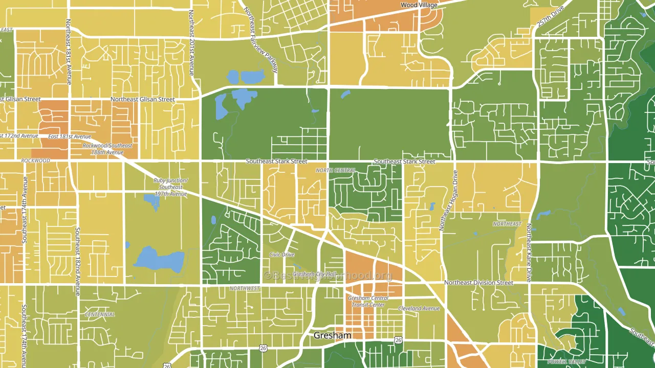 Gresham-North Central, Gresham, OR block-group voter-turnout map