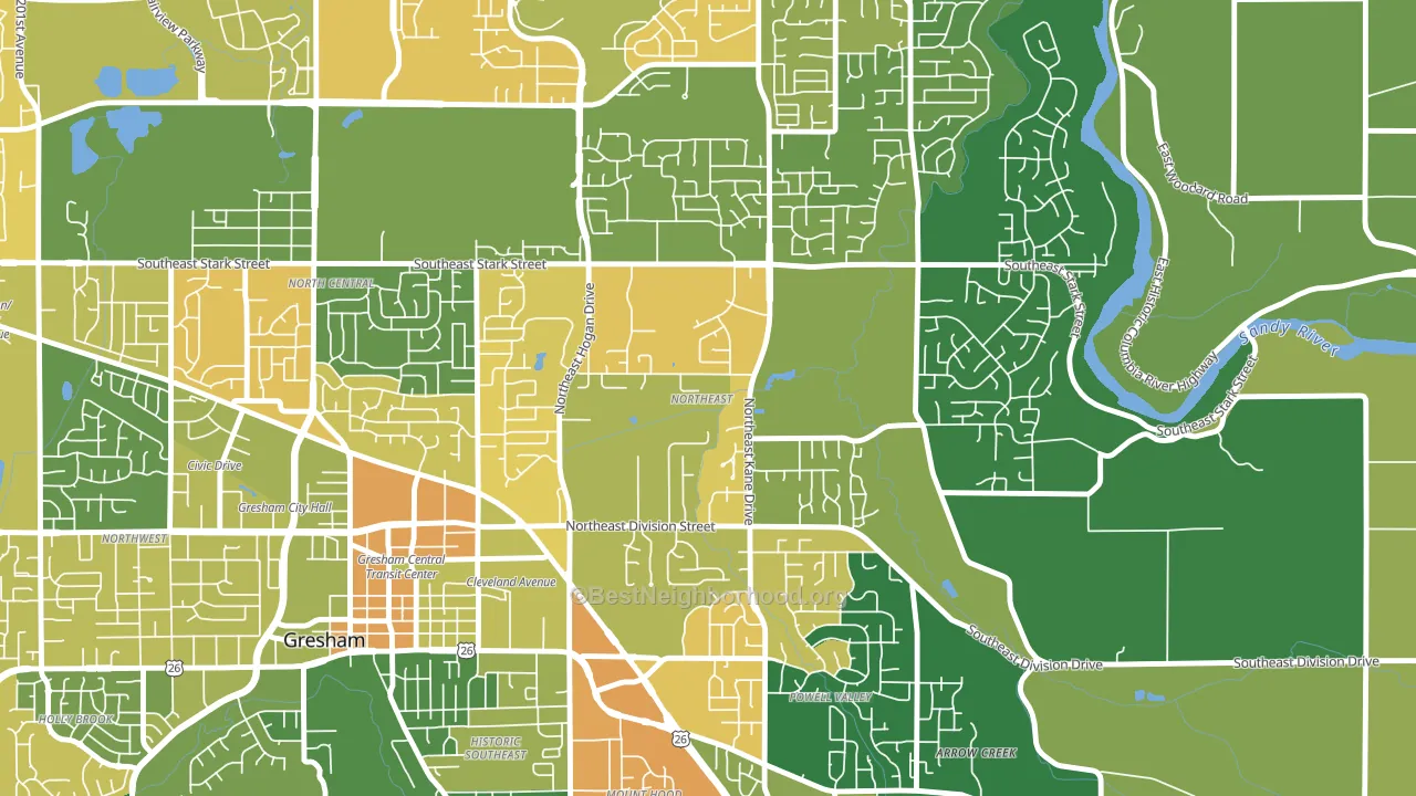 Gresham-Northeast, Gresham, OR block-group voter-turnout map