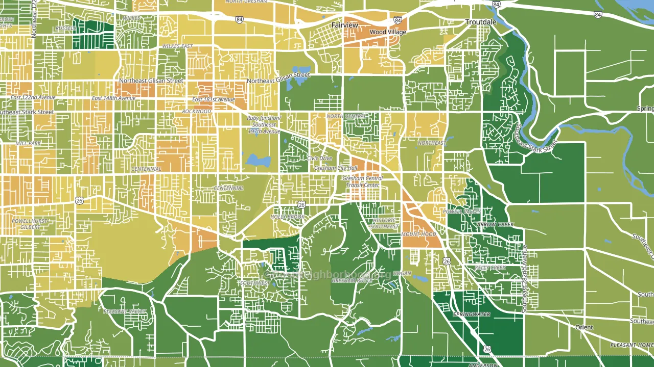 Gresham, OR block-group voter-turnout map