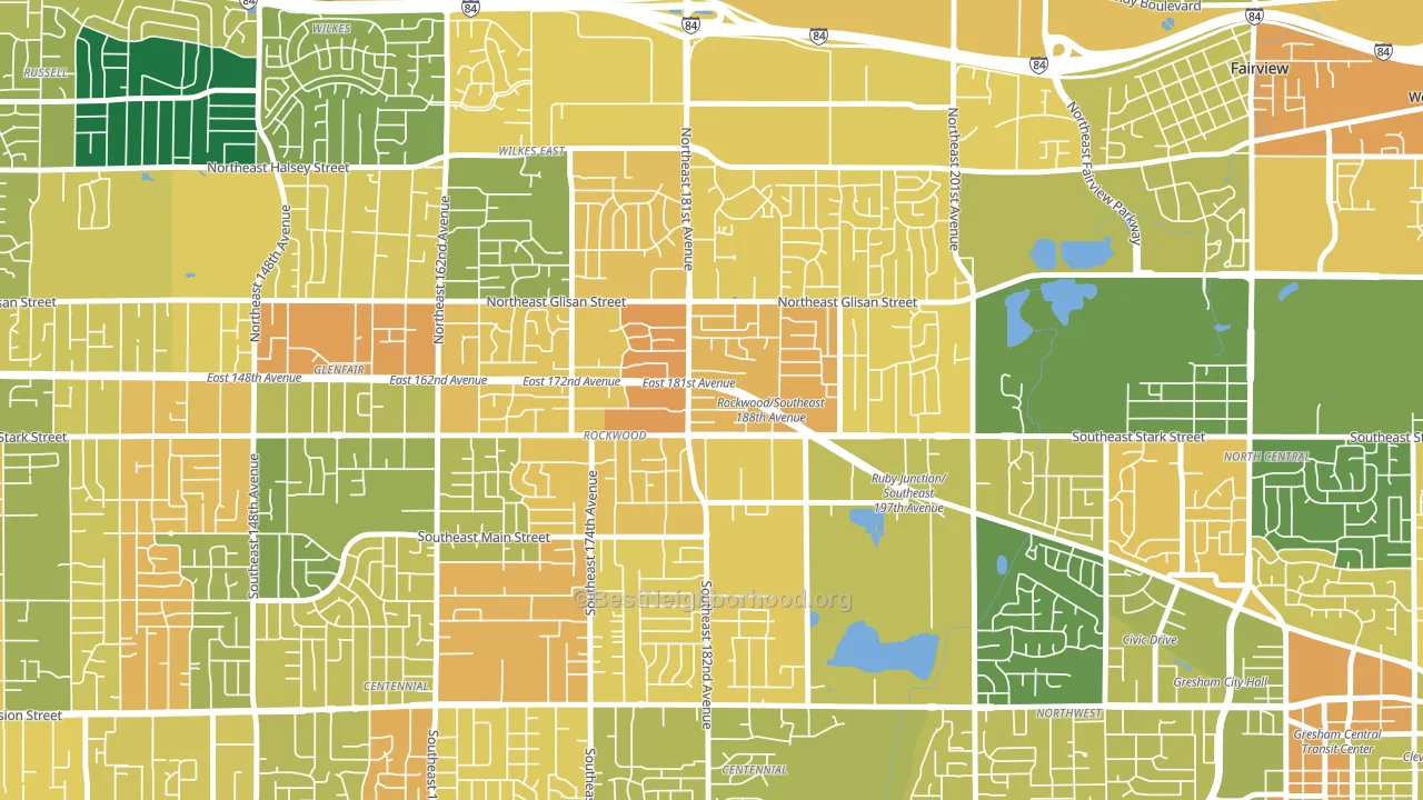 Gresham-Rockwood, Gresham, OR block-group voter-turnout map