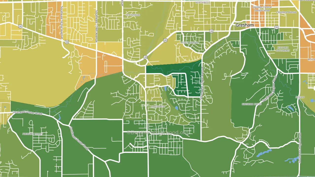 Gresham-Southwest, Gresham, OR block-group voter-turnout map
